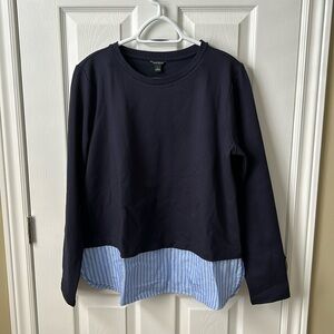 NWOT Ann Taylor Striped Mixed Media Top